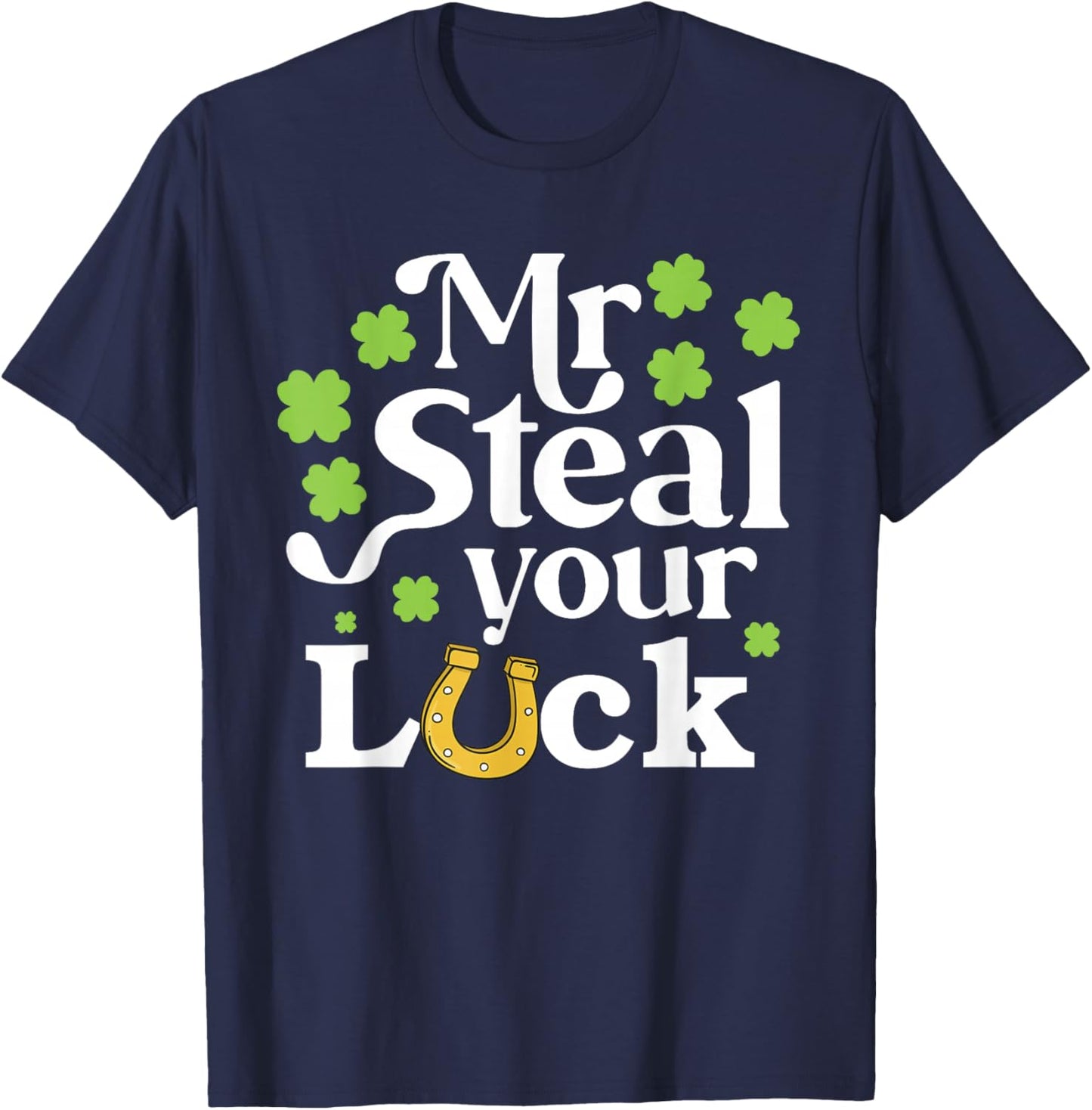 Mr Steal Your Luck Groovy Shamrock Boy Kids St Patrick's Day T-Shirt - T-Shirt | Navy