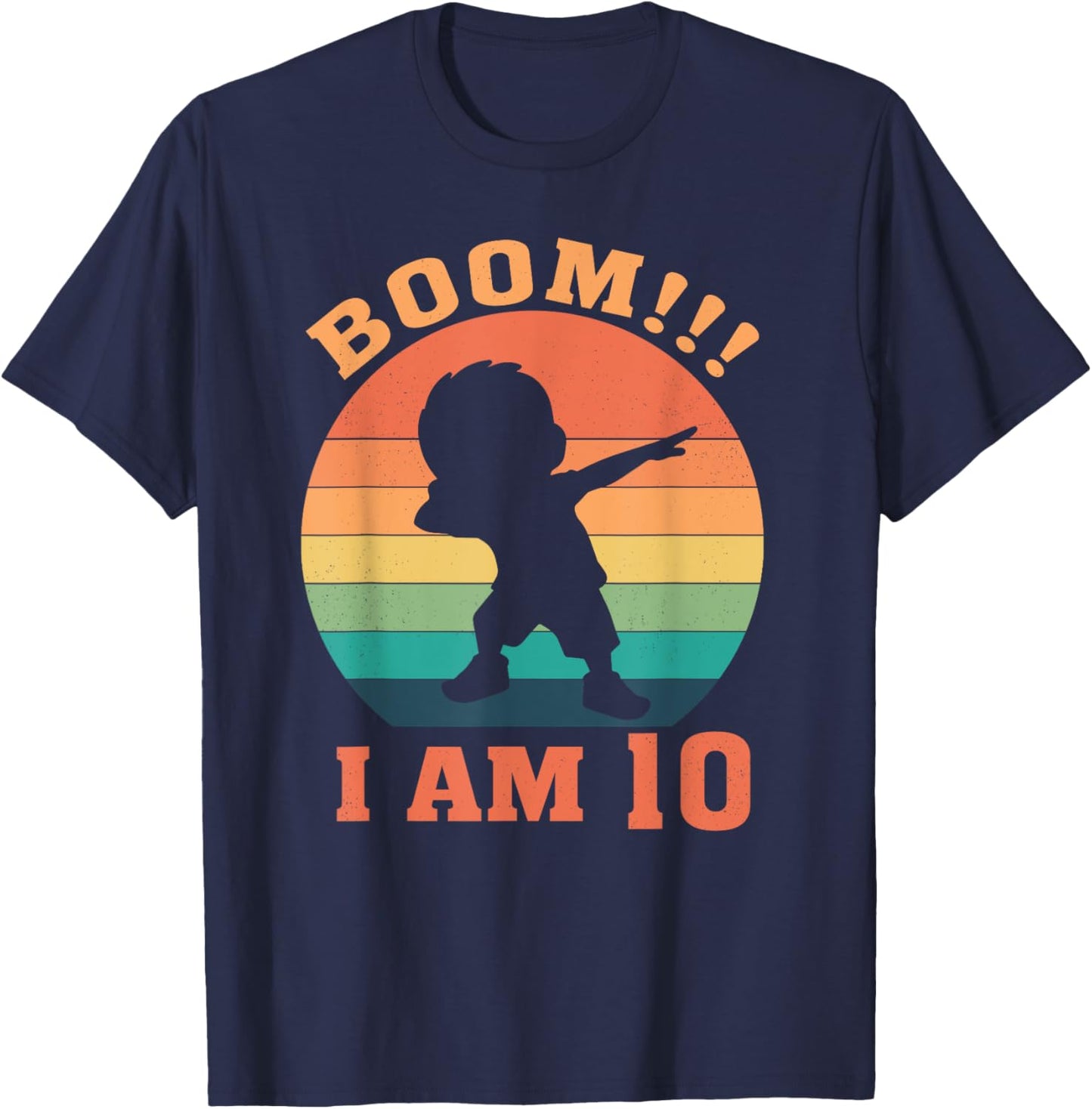Boom I'm 10 Years Old 10th Birthday Party Dabbing Kids T-Shirt - T-Shirt | Navy