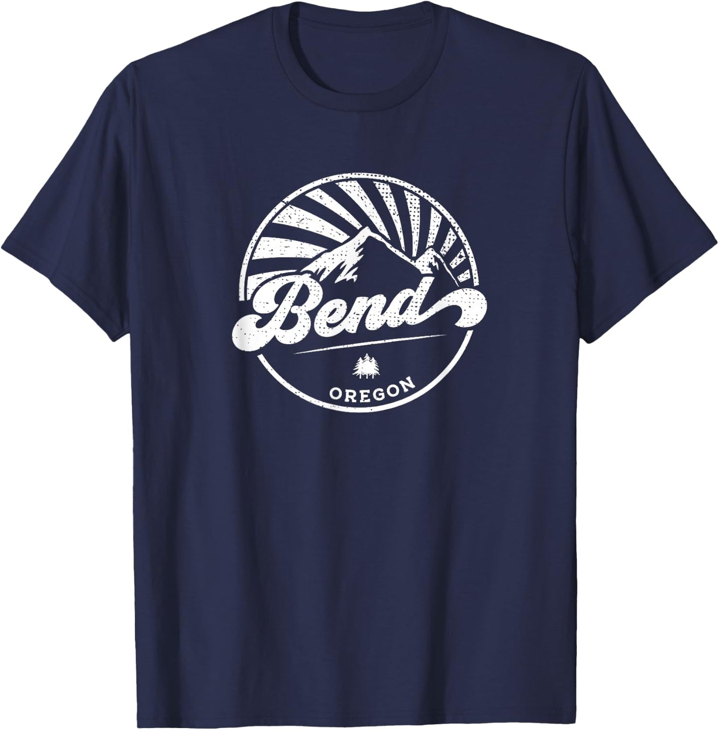 Bend, Oregon - Retro Vintage City Mountains T-Shirt - T-Shirt | Navy