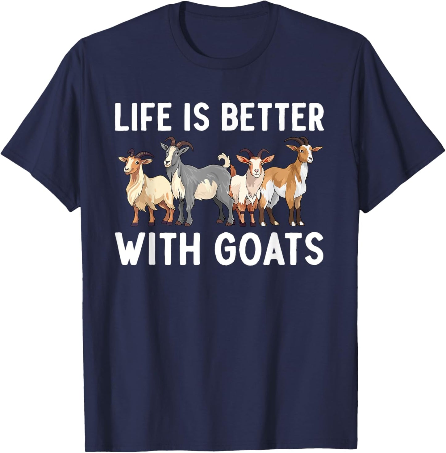 Cool Goat Design Women Farm Animal Pygmy Goat Lover T-Shirt - T-Shirt | Navy