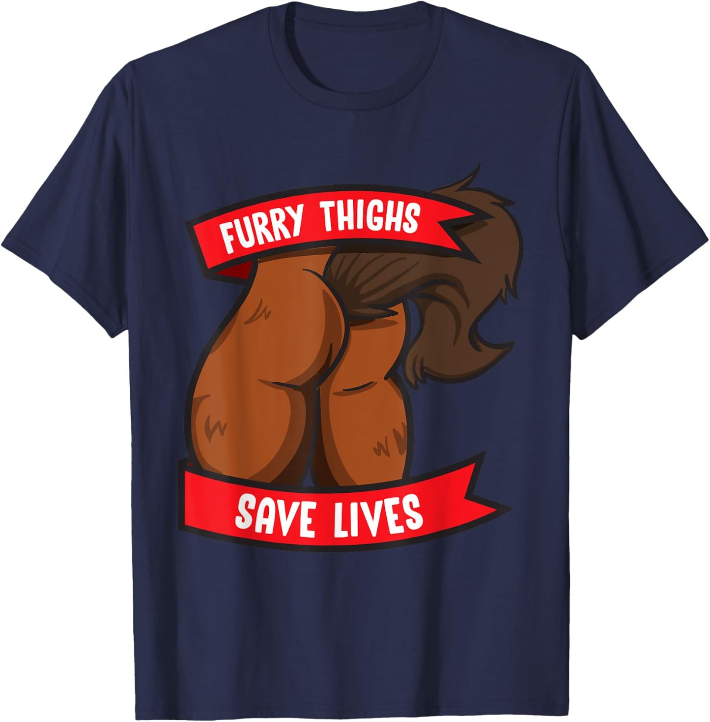 Horse Furry Thighs Save Lives Proud Furry Pride Fandom T-Shirt - T-Shirt | Navy
