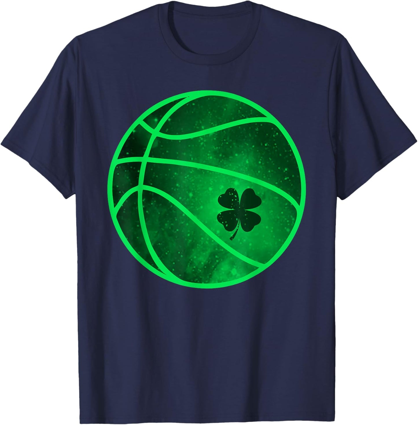 Basketball Lucky Shamrock Clover St. Patrick's Day Funny T-Shirt - T-Shirt | Navy