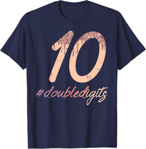 10th Birthday 10 Double Digits Cool Bday Girls Kids Youth T-Shirt - T-Shirt | Navy