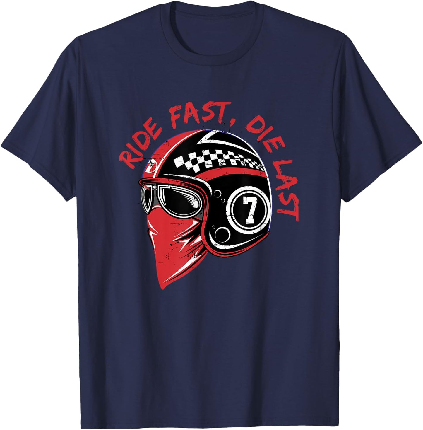 Ride Fast Die Last Cafe Motorcycle Racing T-Shirt - T-Shirt | Navy