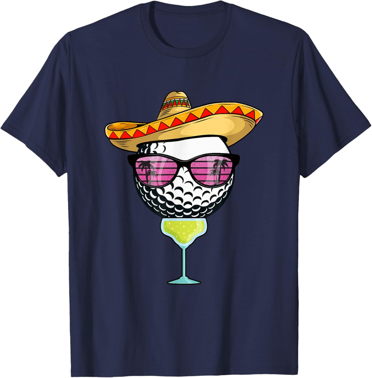 Women Cinco de Mayo Golf Ball With Sombrero Margarita Golfer T-Shirt - T-Shirt | Navy