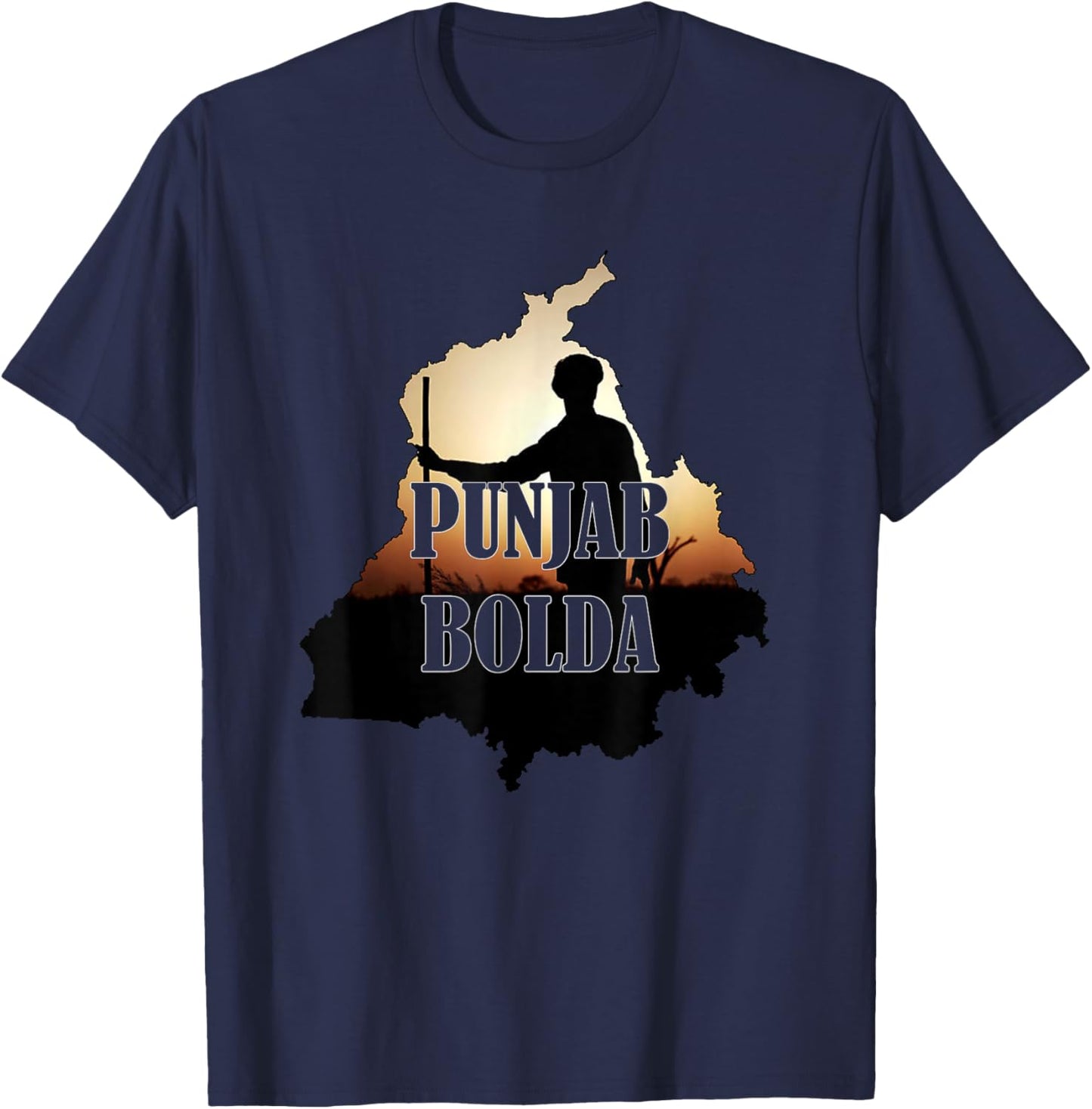 Punjab Bolda Farmers India Punjabi Desi Indian T-Shirt - T-Shirt | Navy