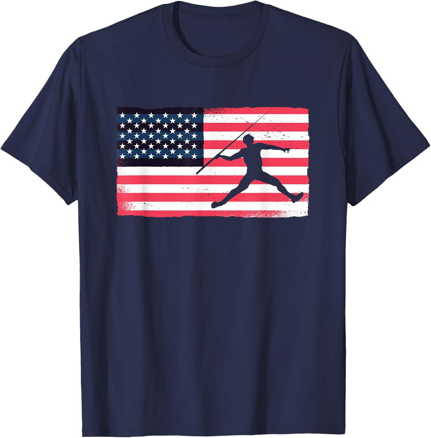 Thrower American Flag Track And Field USA Throwing Javelin T-Shirt - T-Shirt | Navy