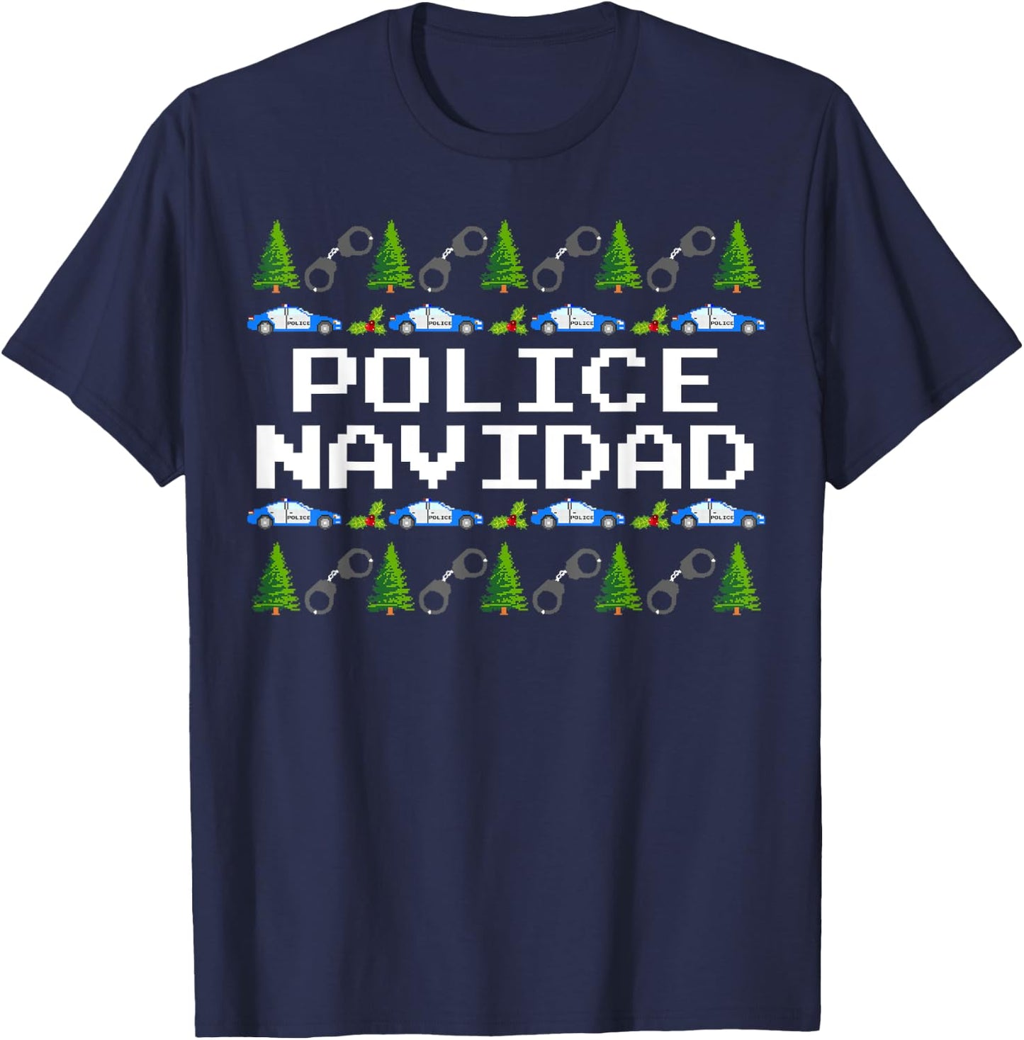 Police Navidad - Ugly Sweater Style Xmas Christmas Police T-Shirt - T-Shirt | Navy