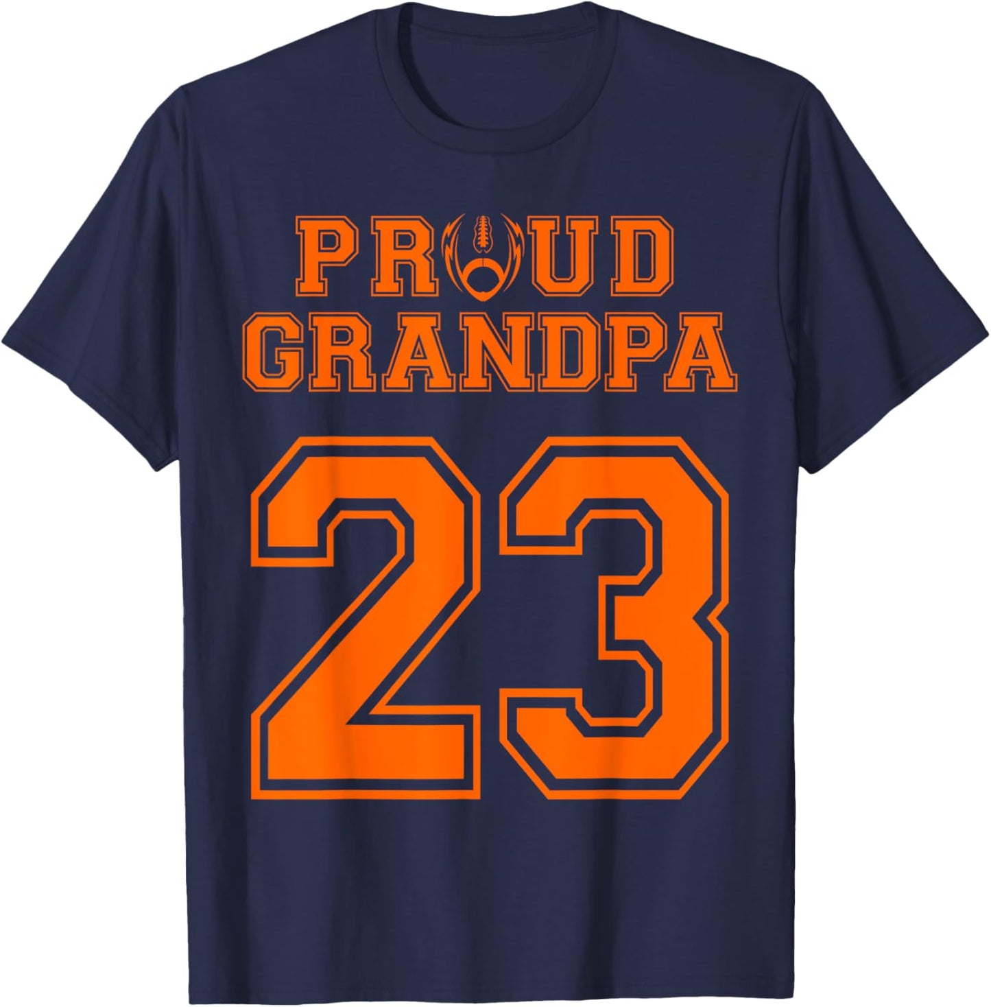 Custom Proud Football Grandpa Number 23 OR T-Shirt - T-Shirt | Navy