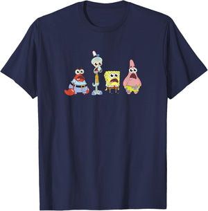 Spongebob Squarepants Spongebob Cast Group Stare T-Shirt - T-Shirt | Navy