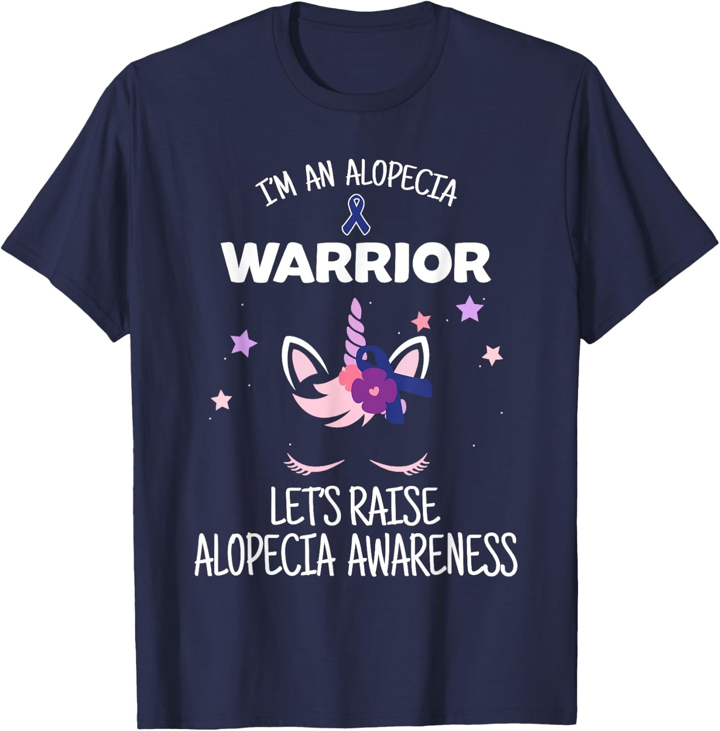 Unicorn Alopecia Warrior, Alopecia Awareness T-Shirt - T-Shirt | Navy