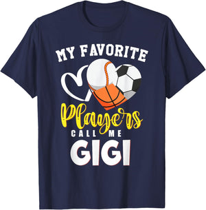 GIGI My Favorite Baseball Soccer Basketball Players Call T-Shirt - T-Shirt | Navy