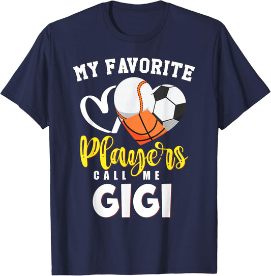 GIGI My Favorite Baseball Soccer Basketball Players Call T-Shirt - T-Shirt | Navy