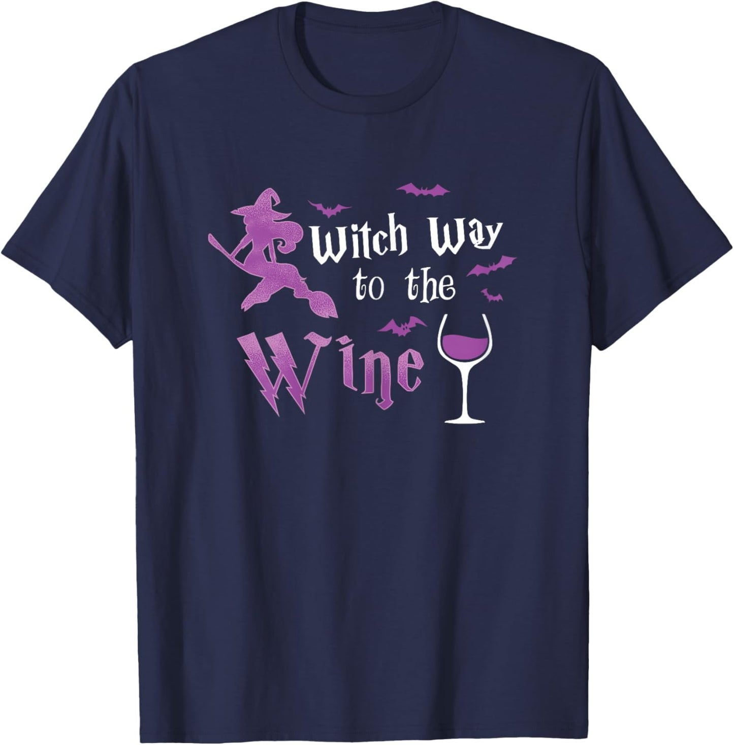 Witch Way to The Wine Halloween Witch Drinking Costume T-Shirt - T-Shirt | Navy