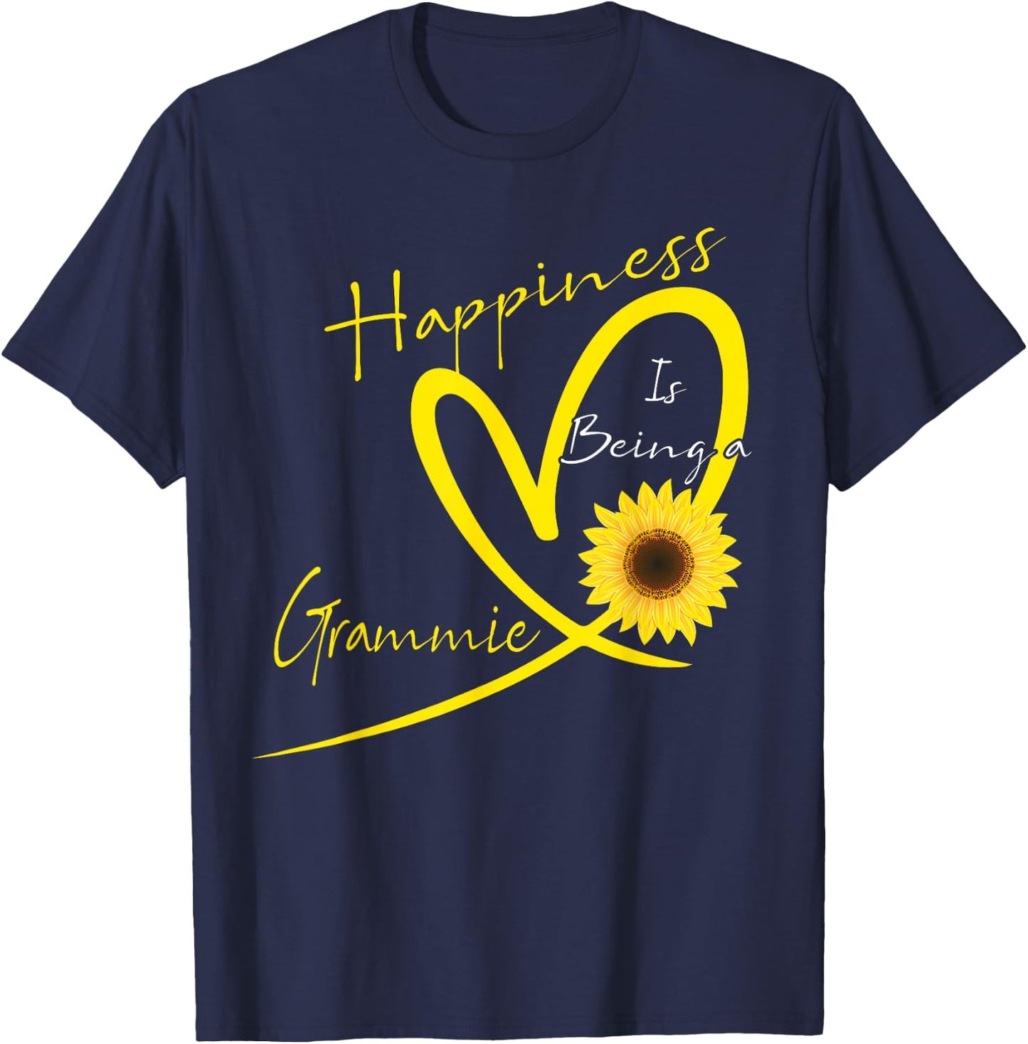 Happiness is Being A Grammie Sunflower Heart T-Shirt - T-Shirt | Navy