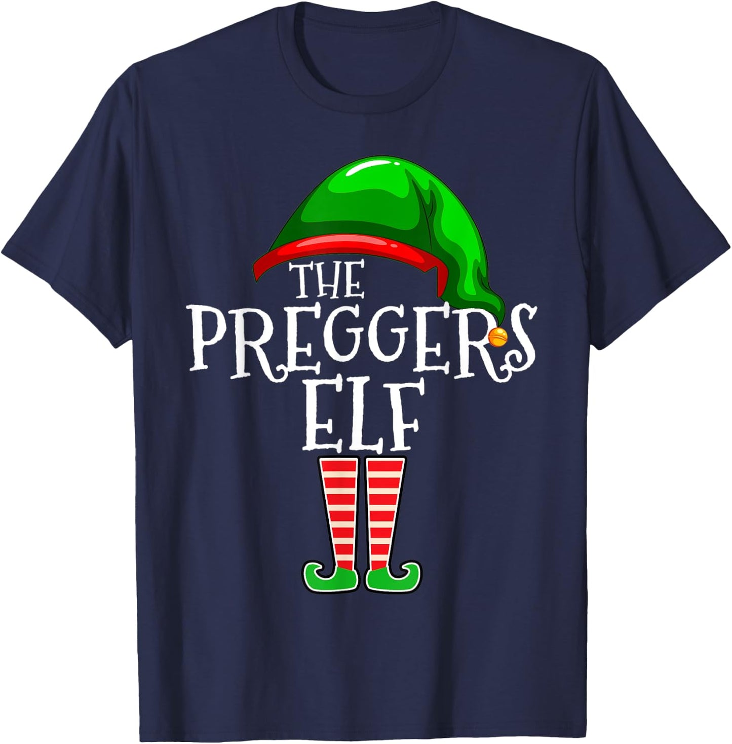 Preggers Elf Group Matching Family Christmas Gift Pregnant T-Shirt - T-Shirt | Navy