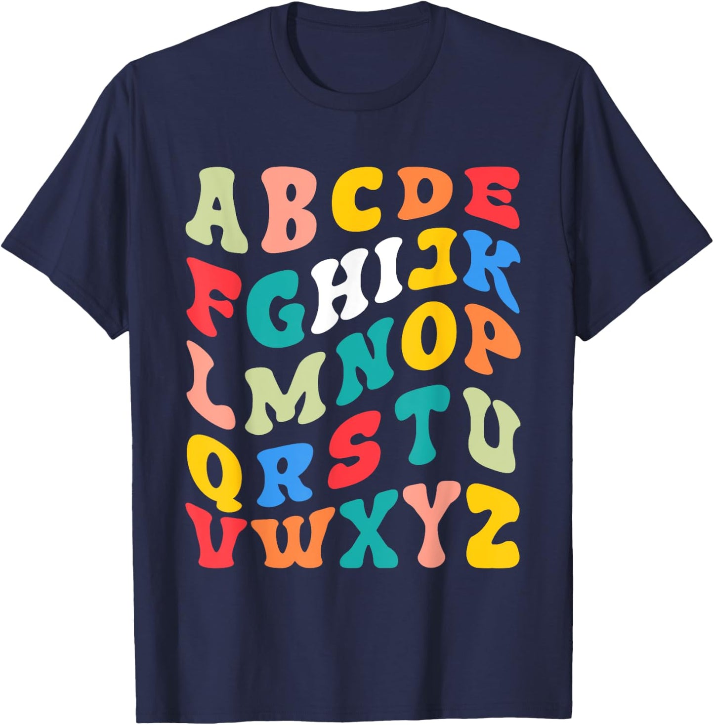 Alphabet Hi Back To School ABC Pre K Kindergarten Teacher Men Women Kids T-Shirt - T-Shirt | Navy