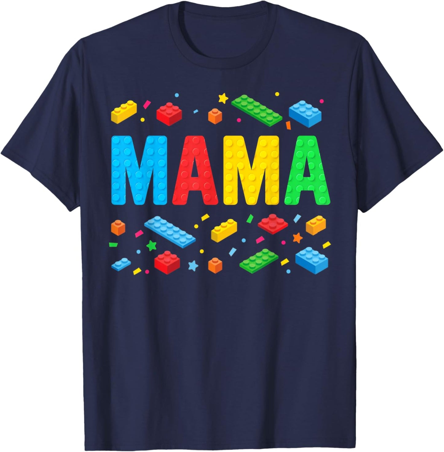 Mama Master Builder Building Bricks Blocks Funny Mothers Day T-Shirt - T-Shirt | Navy