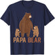 Papa Bear Dad Two Cubs Daddy Bear 2 Kids Father's Day T-Shirt - T-Shirt | Navy