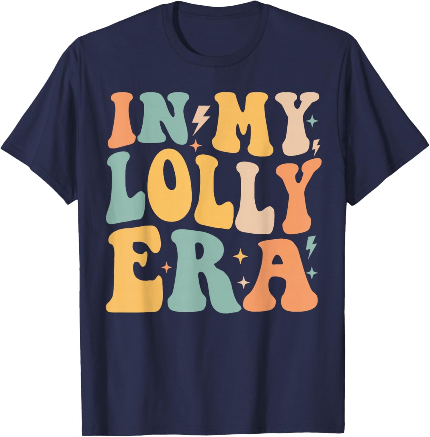 Retro Groovy In My Lolly Era Mother's Day T-Shirt - T-Shirt | Navy