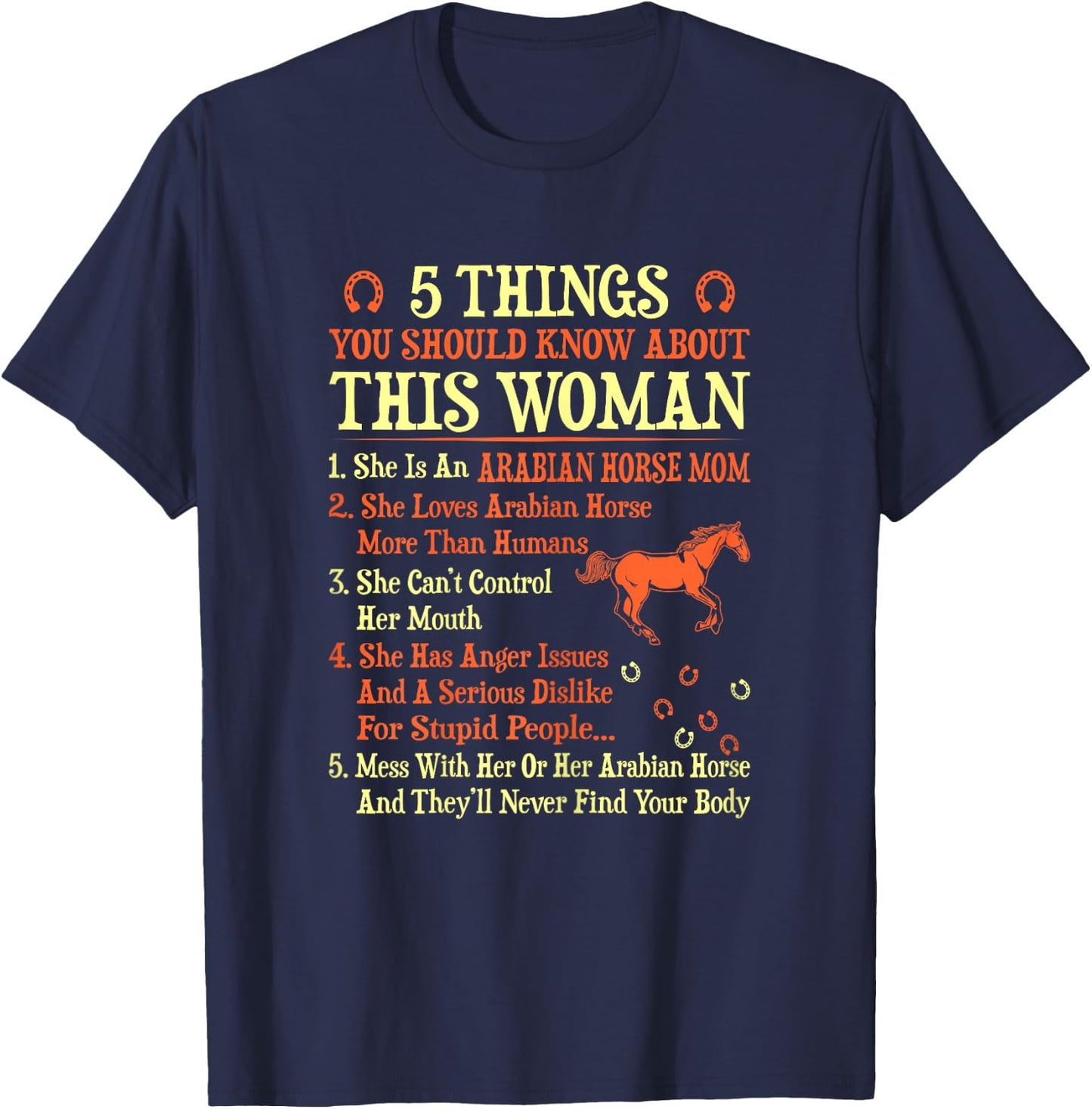 5 Things You Should Know About Arabian Horse Mom T-Shirt - T-Shirt | Navy