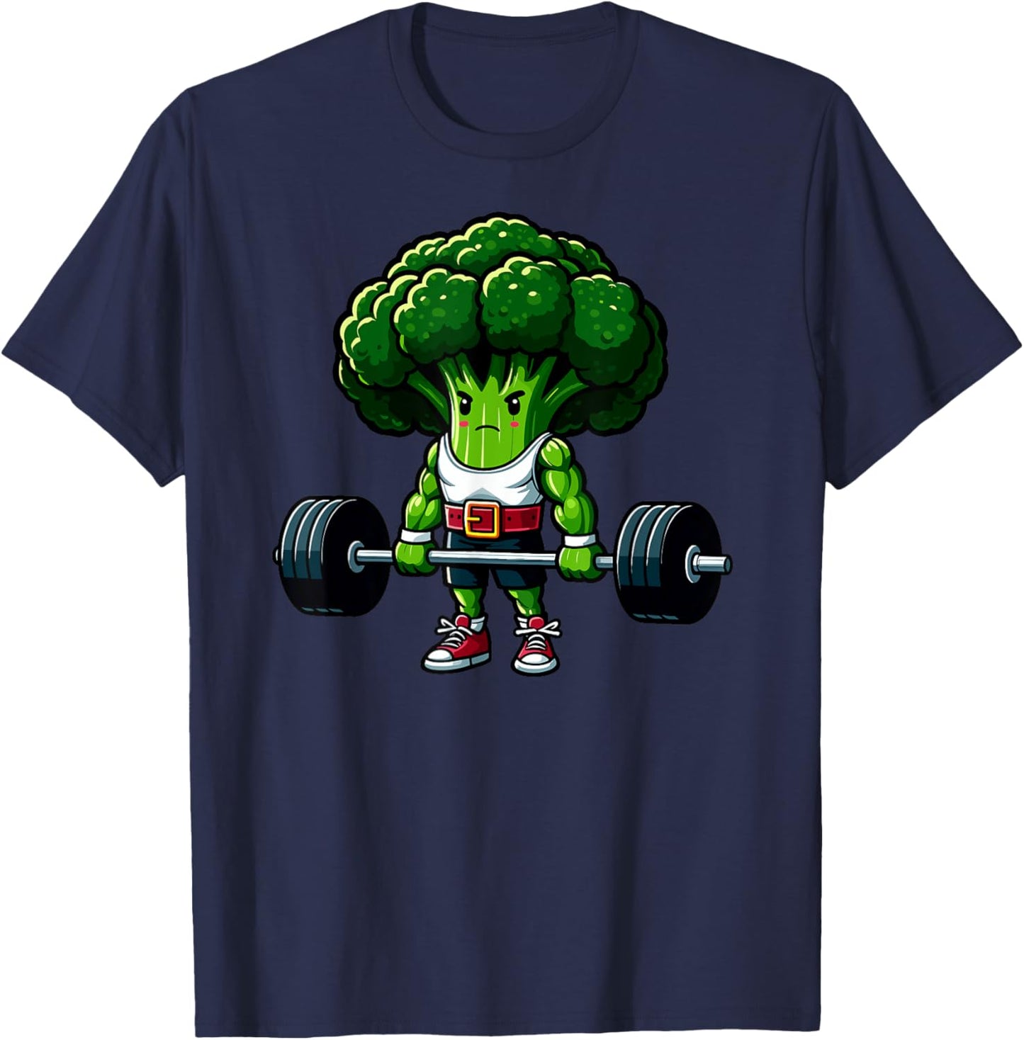 Broccoli Deadlift Weightlifting Gym Vegan Powerlifting T-Shirt - T-Shirt | Navy