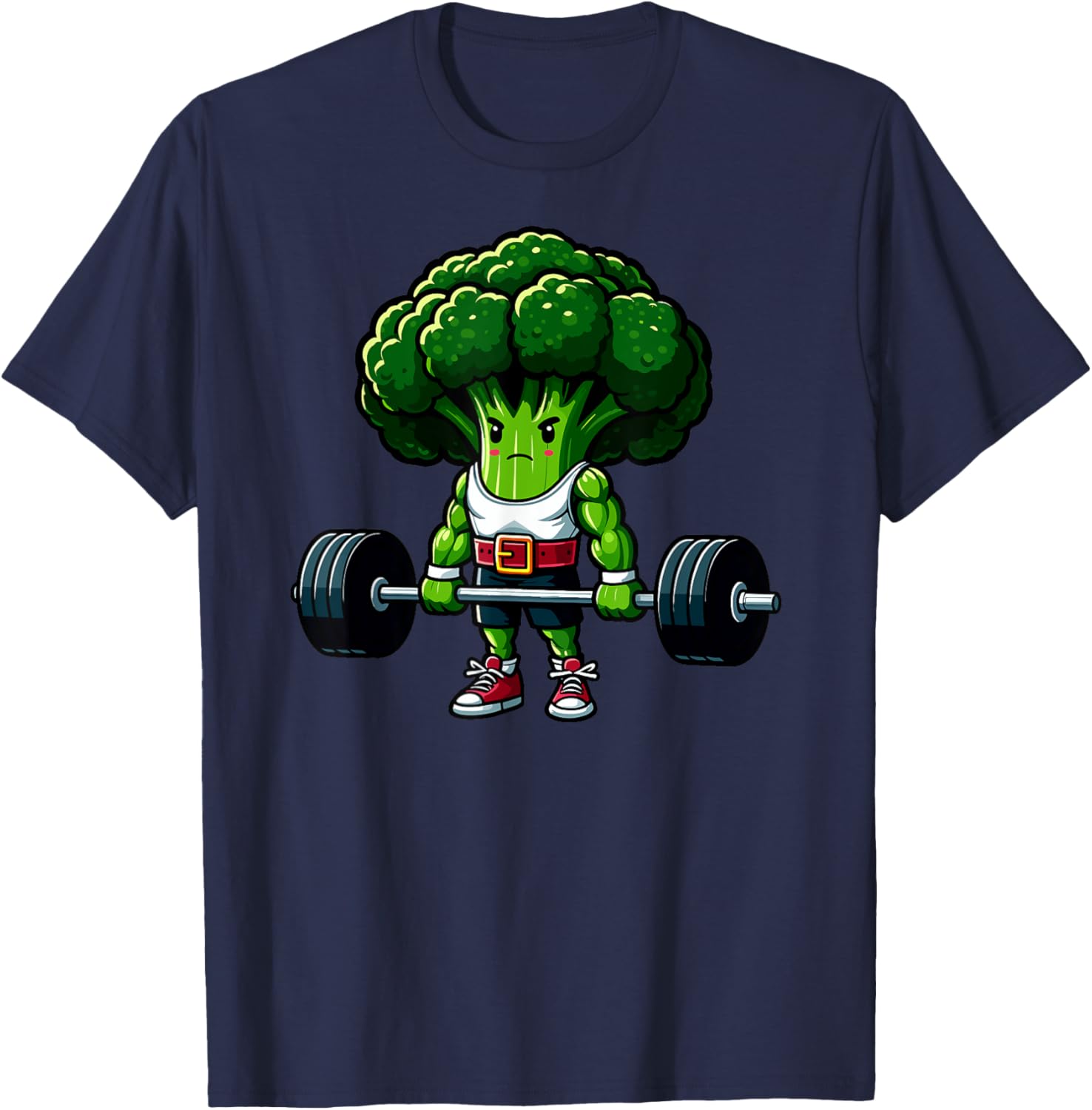 Broccoli Deadlift Weightlifting Gym Vegan Powerlifting T-Shirt - T-Shirt | Navy