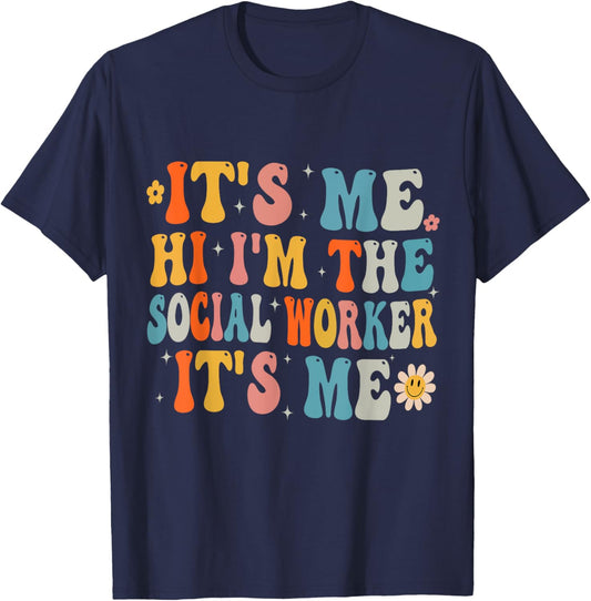 It's me Hi I'm the School Social Worker back to school funny T-Shirt - T-Shirt | Navy