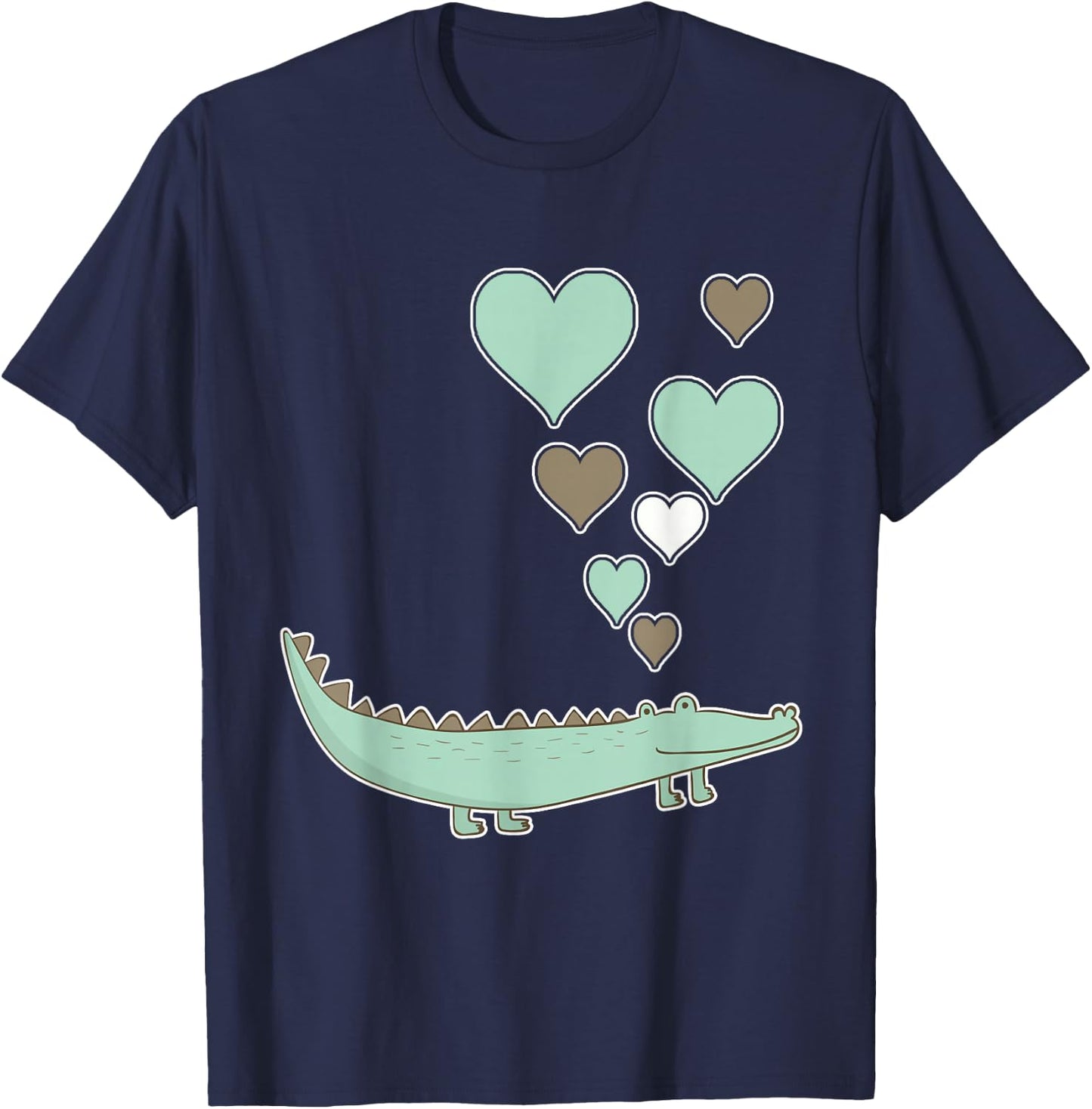 Cute Alligator with Hearts - I Love Alligators T-Shirt - T-Shirt | Navy