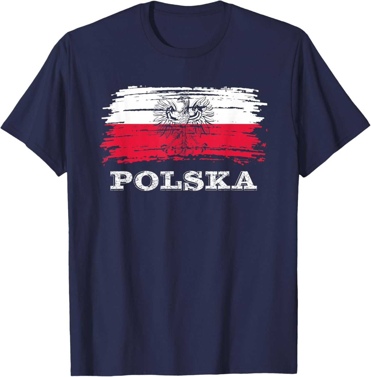 Polish Gifts, Polish Pride, Polish Flag with Eagle Polska T-Shirt - T-Shirt | Navy
