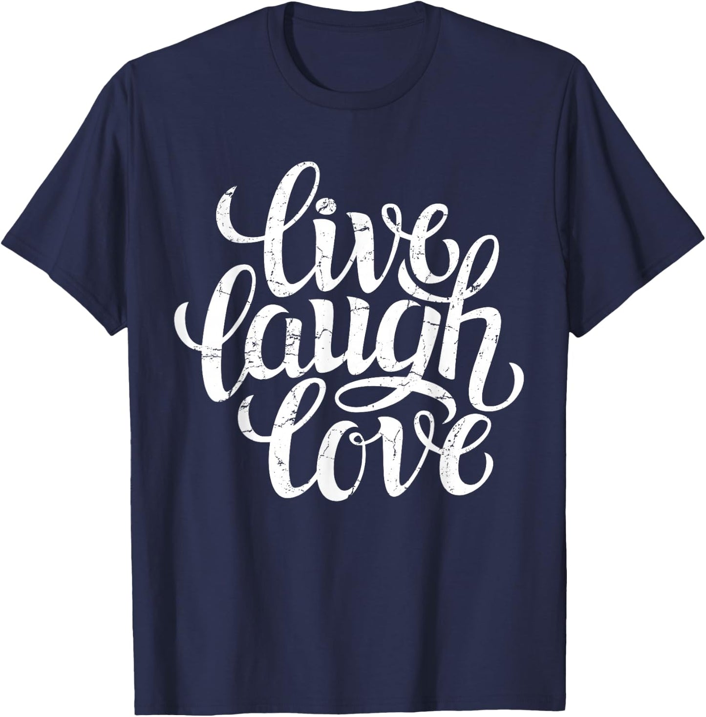 Bahaa's Live Laugh Love Inspiration Quotes Graphic Design Sayings -Adults Black Small T-Shirt - T-Shirt | Navy