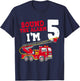 Sound The Alarm I'm 5th Birthday Firefighter Fire Truck 5 T-Shirt - T-Shirt | Navy