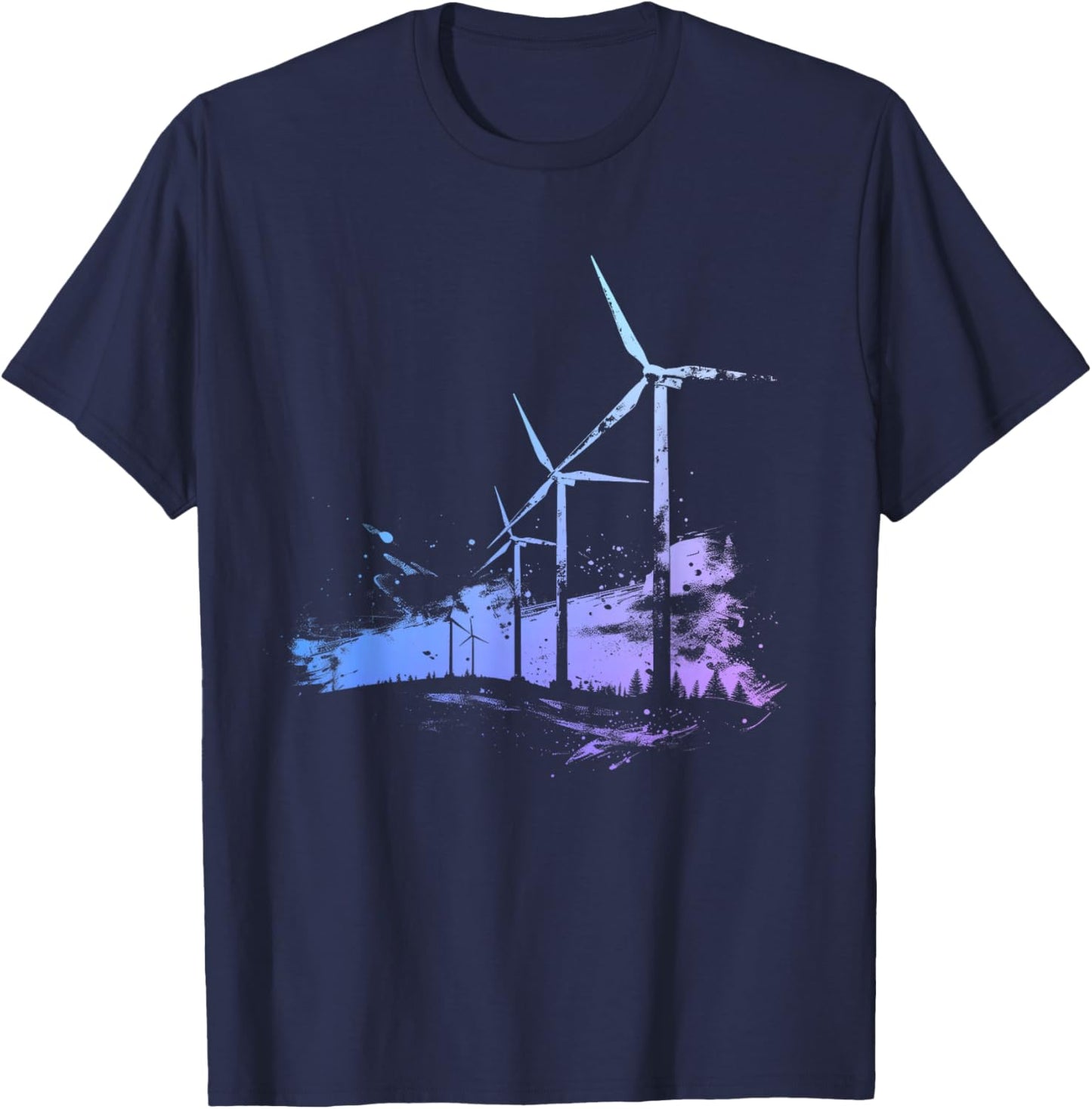 Windkraftfarm Windmill Turbine Renewable energy T-Shirt - T-Shirt | Navy