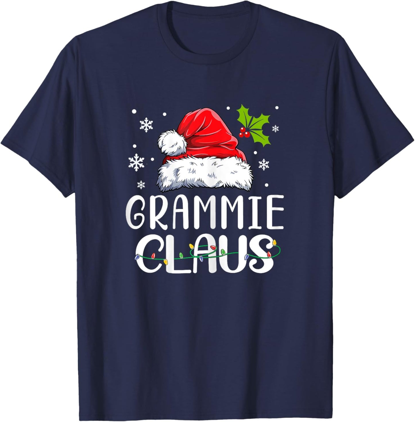 Matching Family Christmas Pajama Xmas Lights Grammie Claus T-Shirt - T-Shirt | Navy