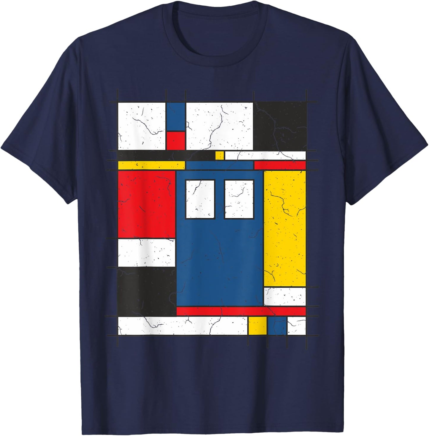 De Stijl Love The Blue Police Public Call Box 2 - Fan Fun T-Shirt - T-Shirt | Navy