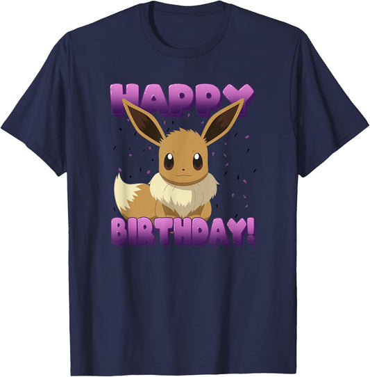 Pokémon Birthday Eevee Big Face Happy Birthday T-Shirt - T-Shirt | Navy