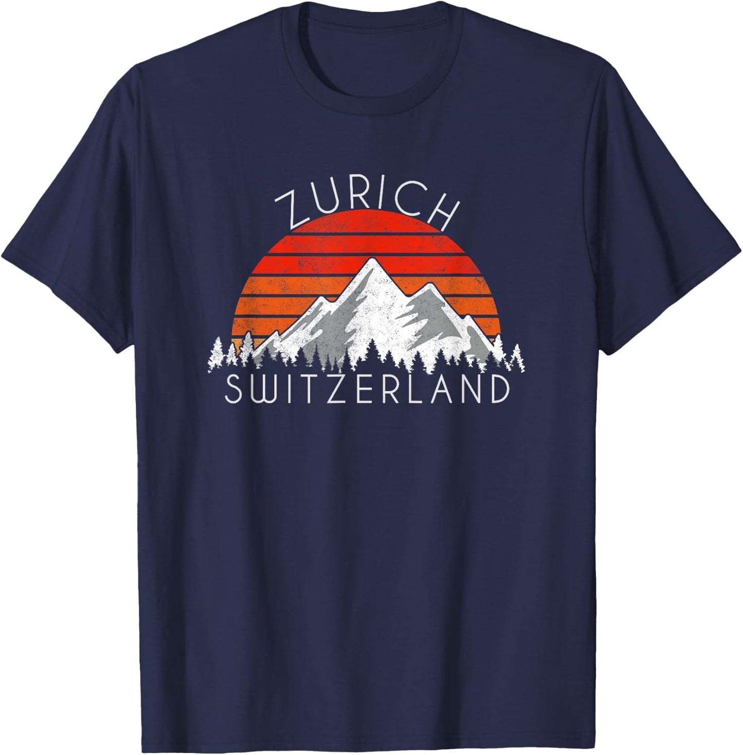 Vintage Zurich, Switzerland Distressed T-Shirt - T-Shirt | Navy