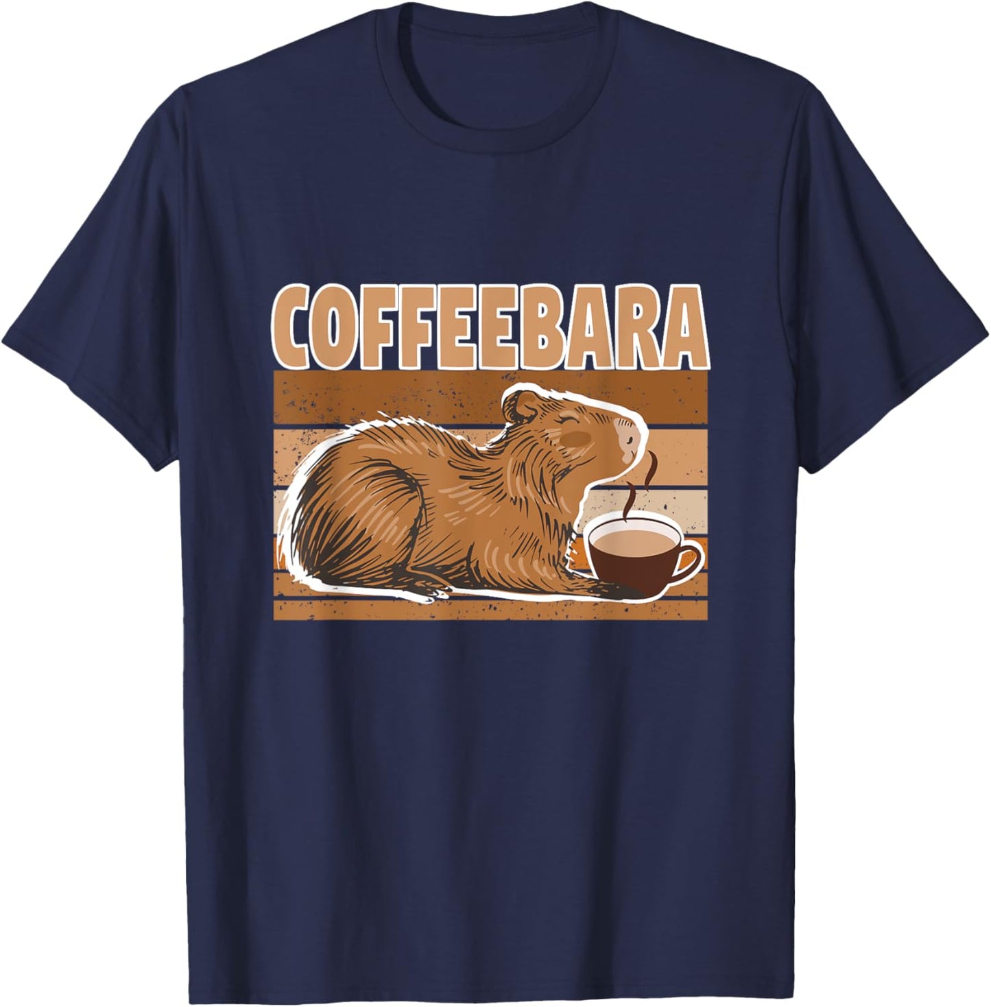 Coffeebara - Capybara Pet Fans Coffee with Capybara T-Shirt - T-Shirt | Navy