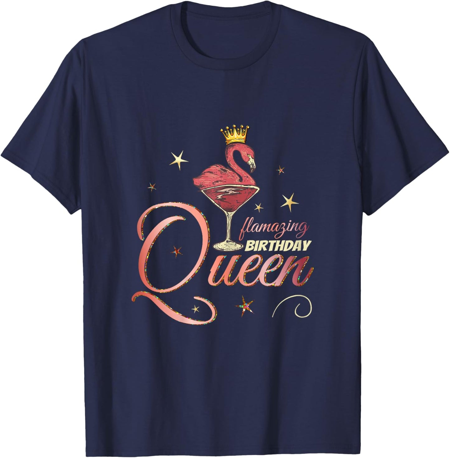 Flamazing Flamingo Birthday Gift T-Shirt - T-Shirt | Navy