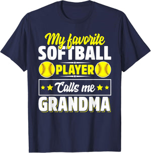 My Favorite Softball Player Calls Me Grandma Mother's Day T-Shirt - T-Shirt | Navy
