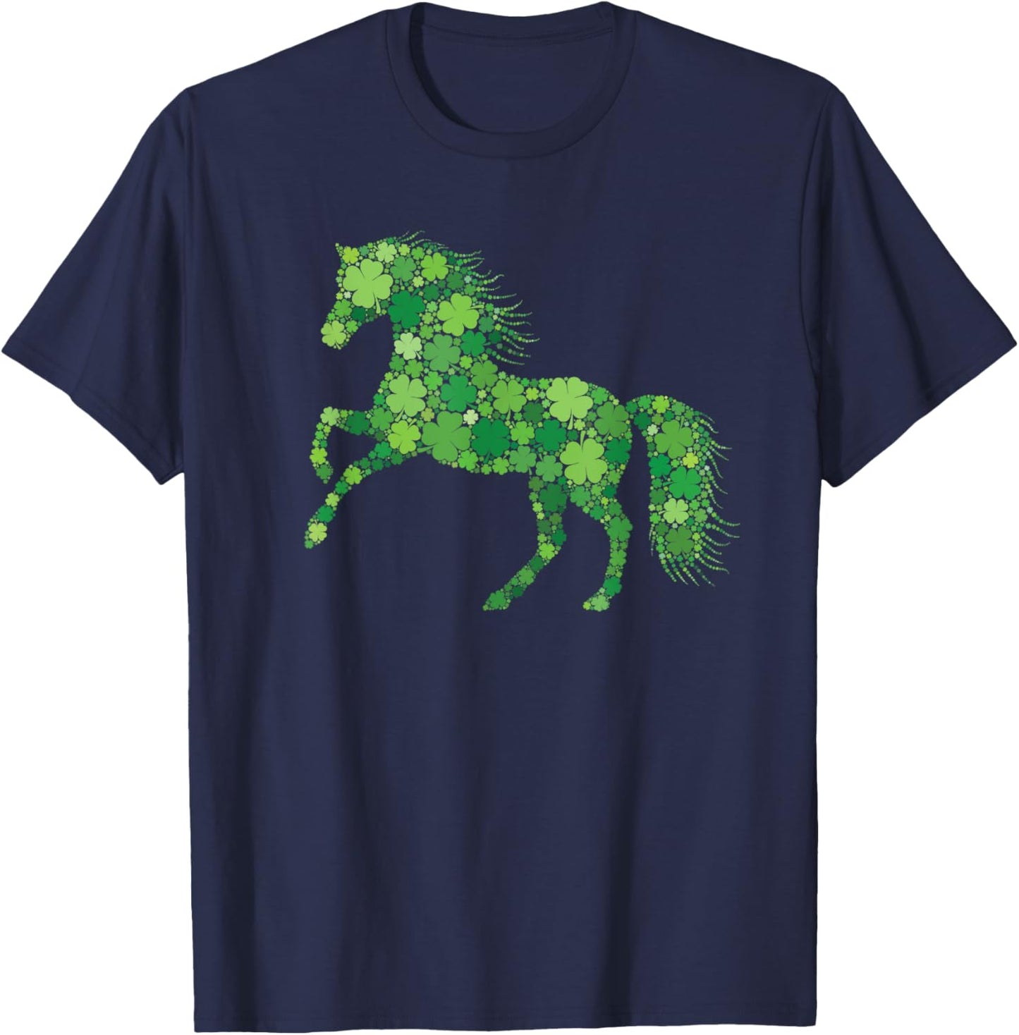 Funny Shamrock Horse Irish Leaf Horses St. Patrick's Day T-Shirt - T-Shirt | Navy