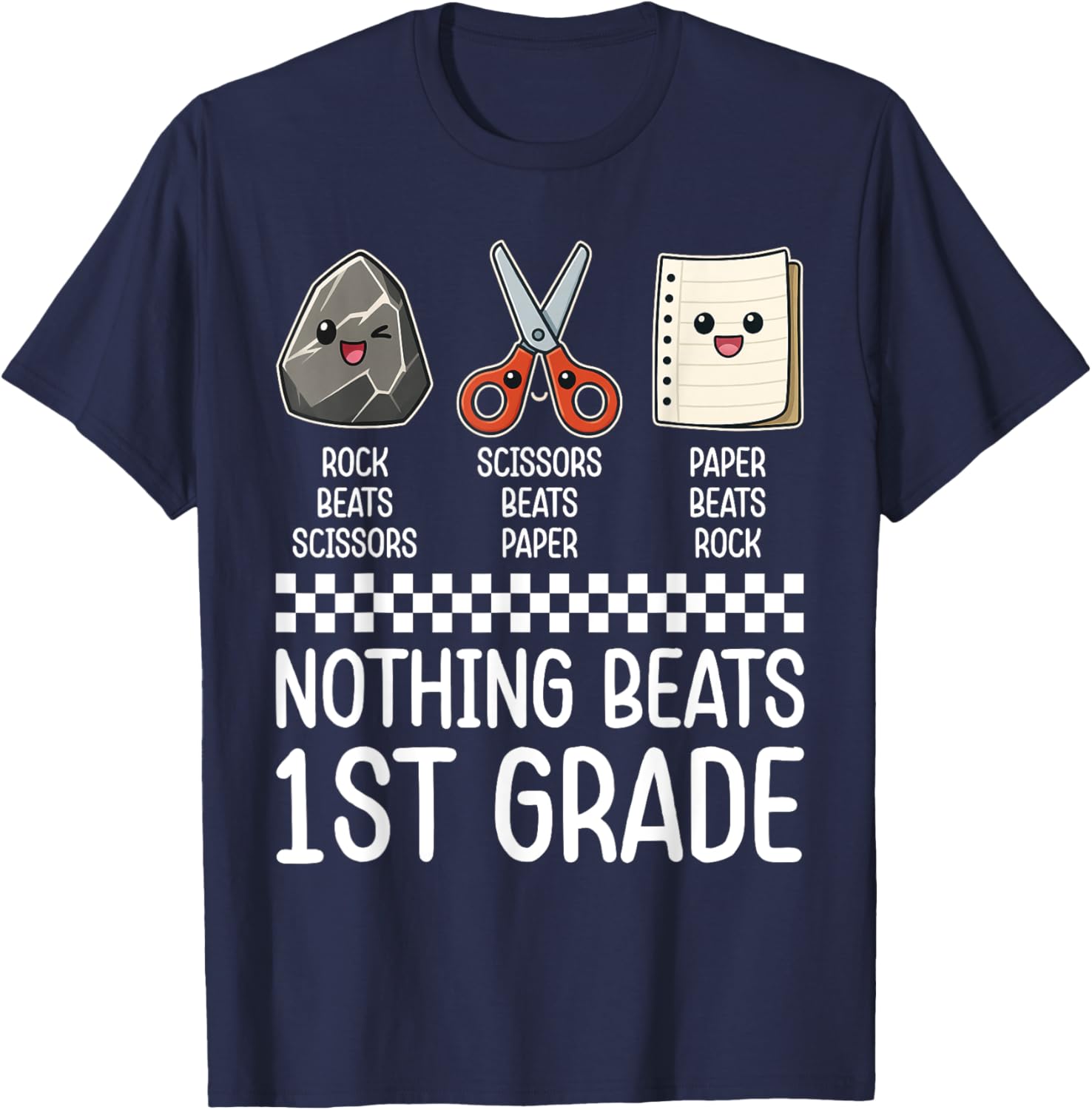Nothing Beats 1st Grade Funny Back to School Kids Teachers T-Shirt - T-Shirt | Navy
