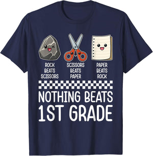 Nothing Beats 1st Grade Funny Back to School Kids Teachers T-Shirt - T-Shirt | Navy