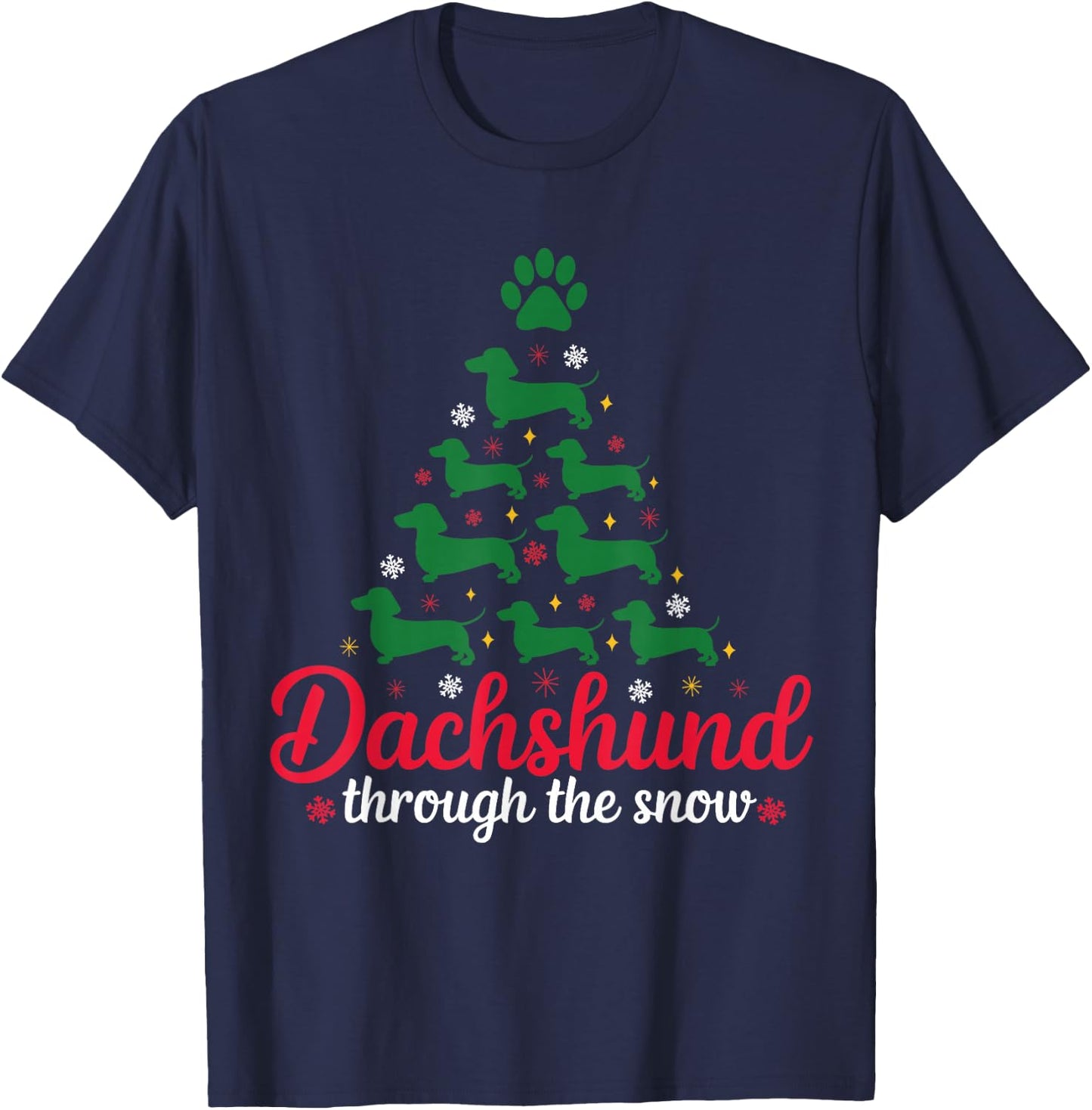 Funny Dachshund Christmas Dog tree Dachshund Xmas T-Shirt - T-Shirt | Navy