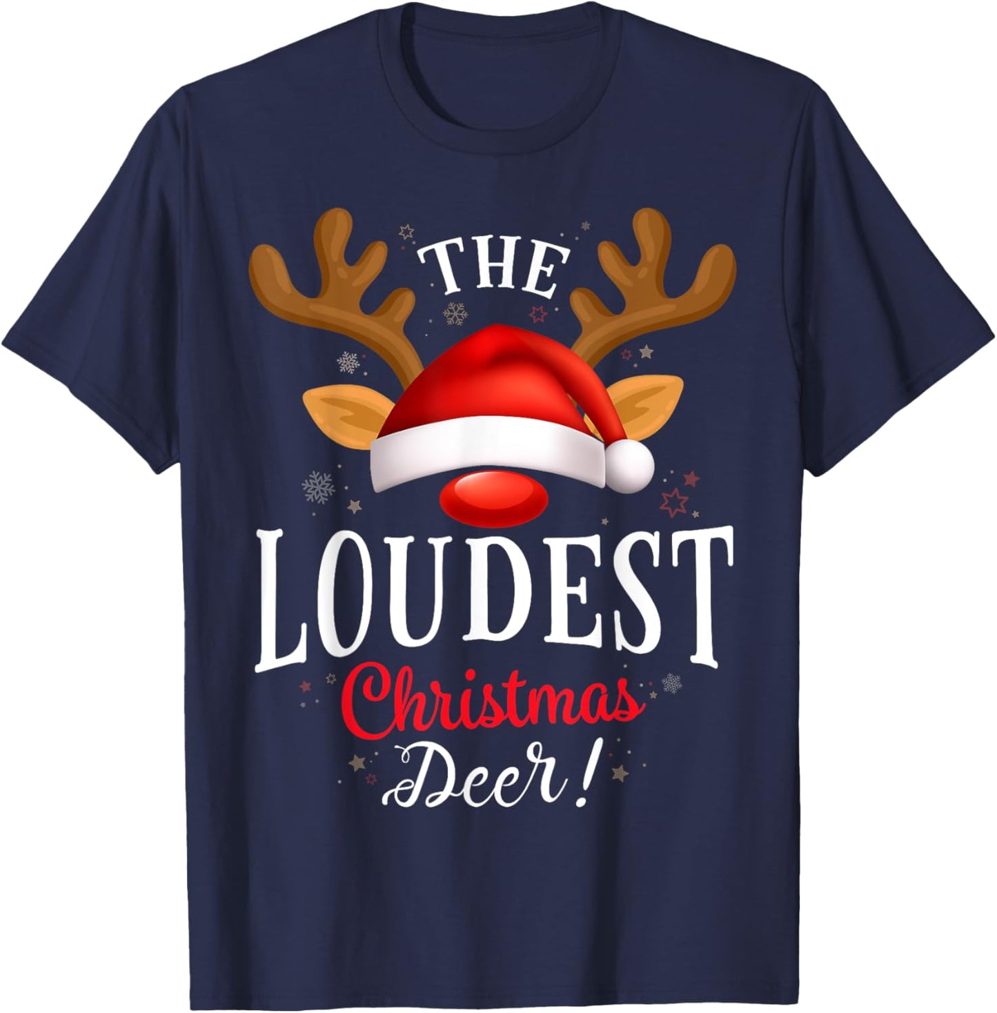 Loudest Christmas Deer PJS Xmas Family Matching T-Shirt - T-Shirt | Navy