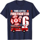 6 Year Old Firefighter Birthday Party Fire Truck 6th Gift T-Shirt - T-Shirt | Navy