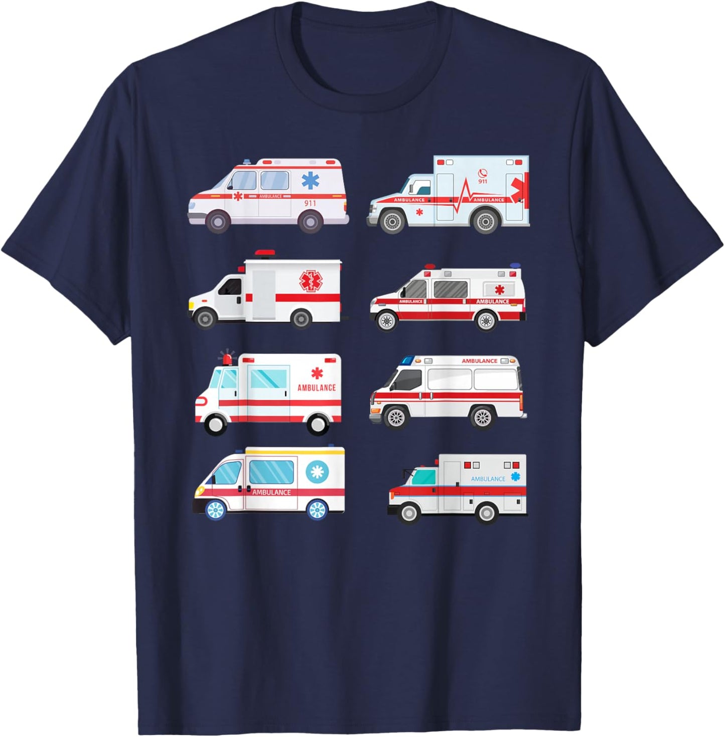 Ambulance Truck Birthday EMT for Boys Girls Toddlers T-Shirt - T-Shirt | Navy