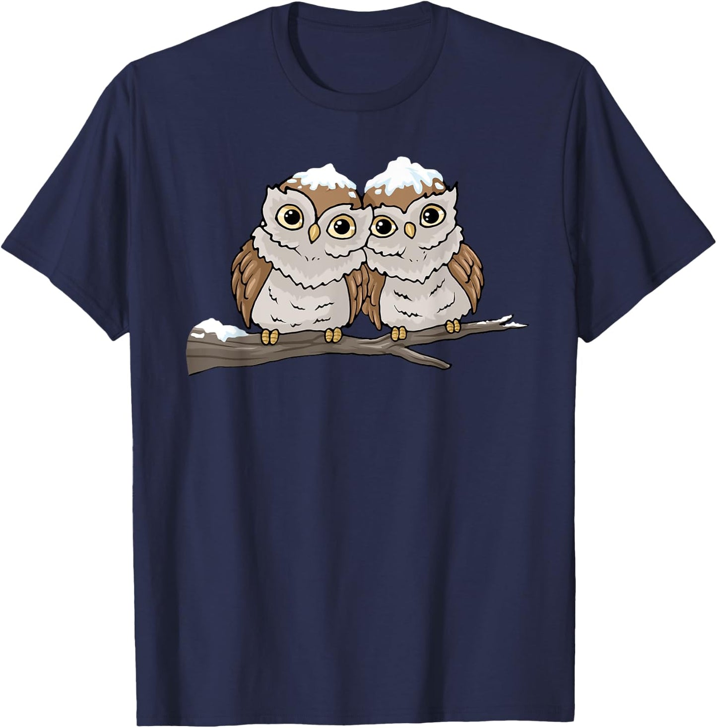 Christmas Owl Snow Bird Watching Gift Shirt Cute Owls T-Shirt - T-Shirt | Navy