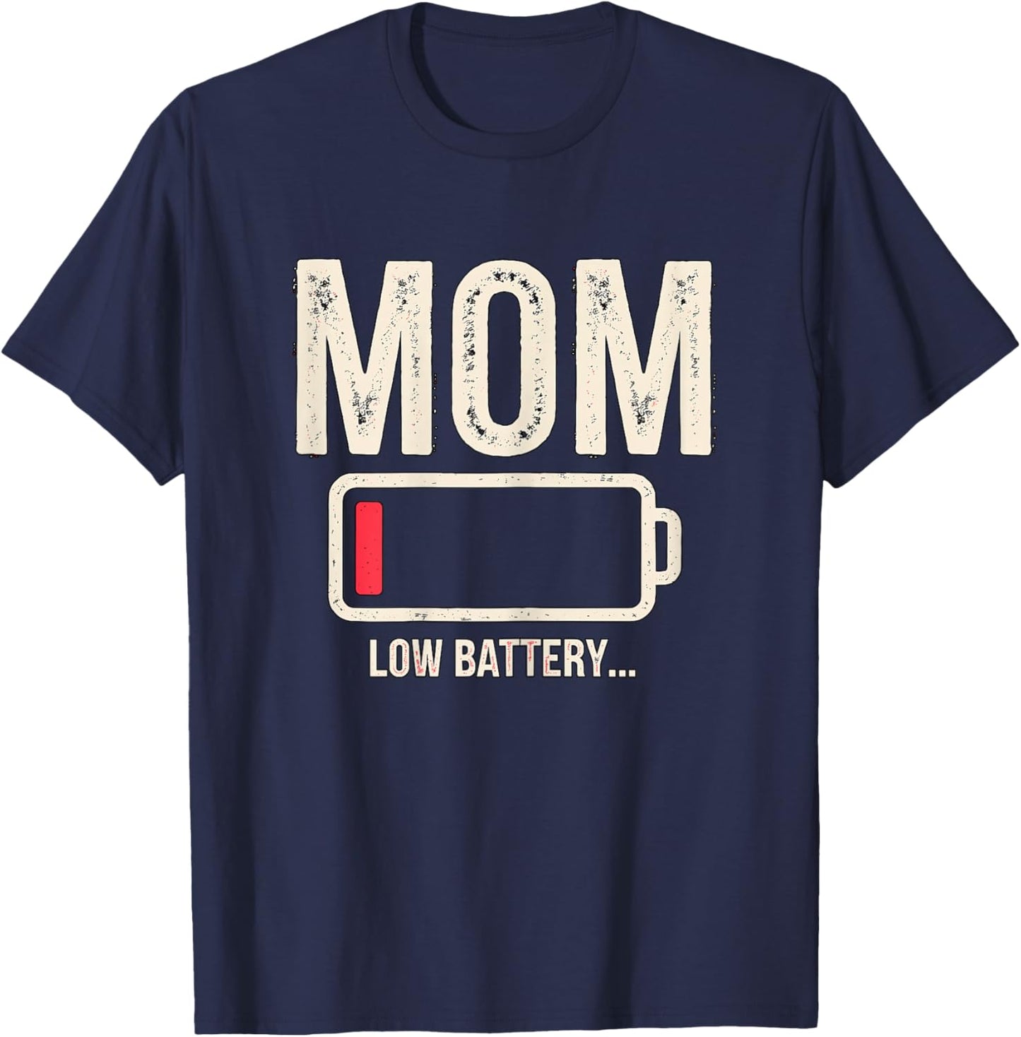 Magical and Funny Mothers Day Gifts Mom Low Battery Black X-Small Modern Short Sleeve T-Shirt - T-Shirt | Navy