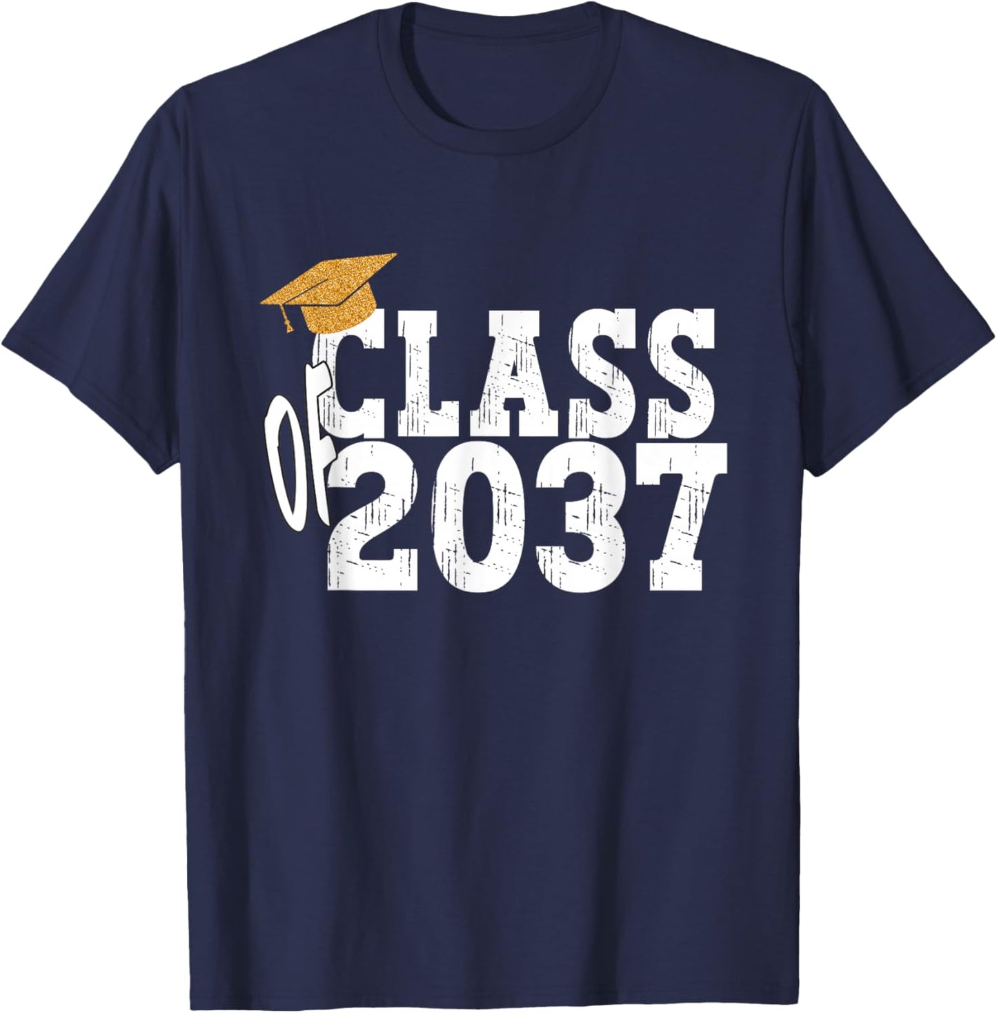 Class of 2037 Grow With Me Boy Girl First Day of Graduation T-Shirt - T-Shirt | Navy